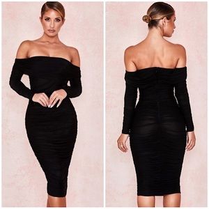 House of CB Black Mesh Off the Shoulder Dress. Size S
